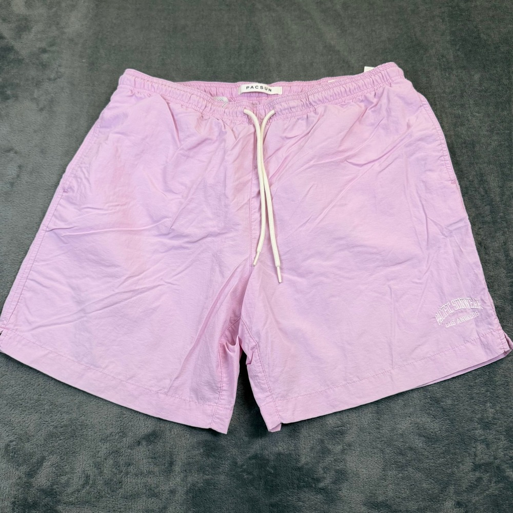 PacSun Swim Trunks Mens Large Pink Mesh Lined Drawstring Casual Shorts